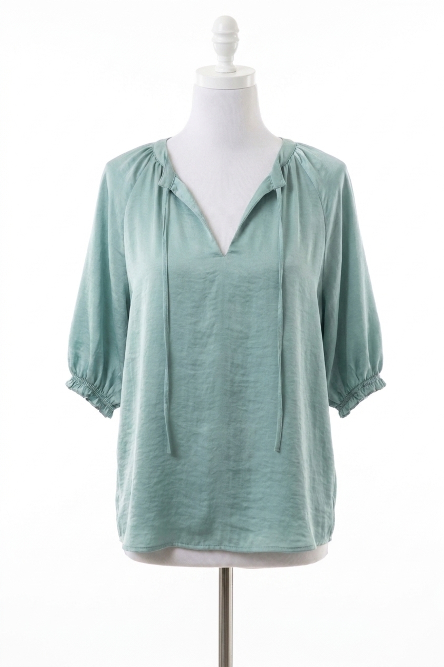 NEW BISHOP + YOUNG harper smock top in sea glass